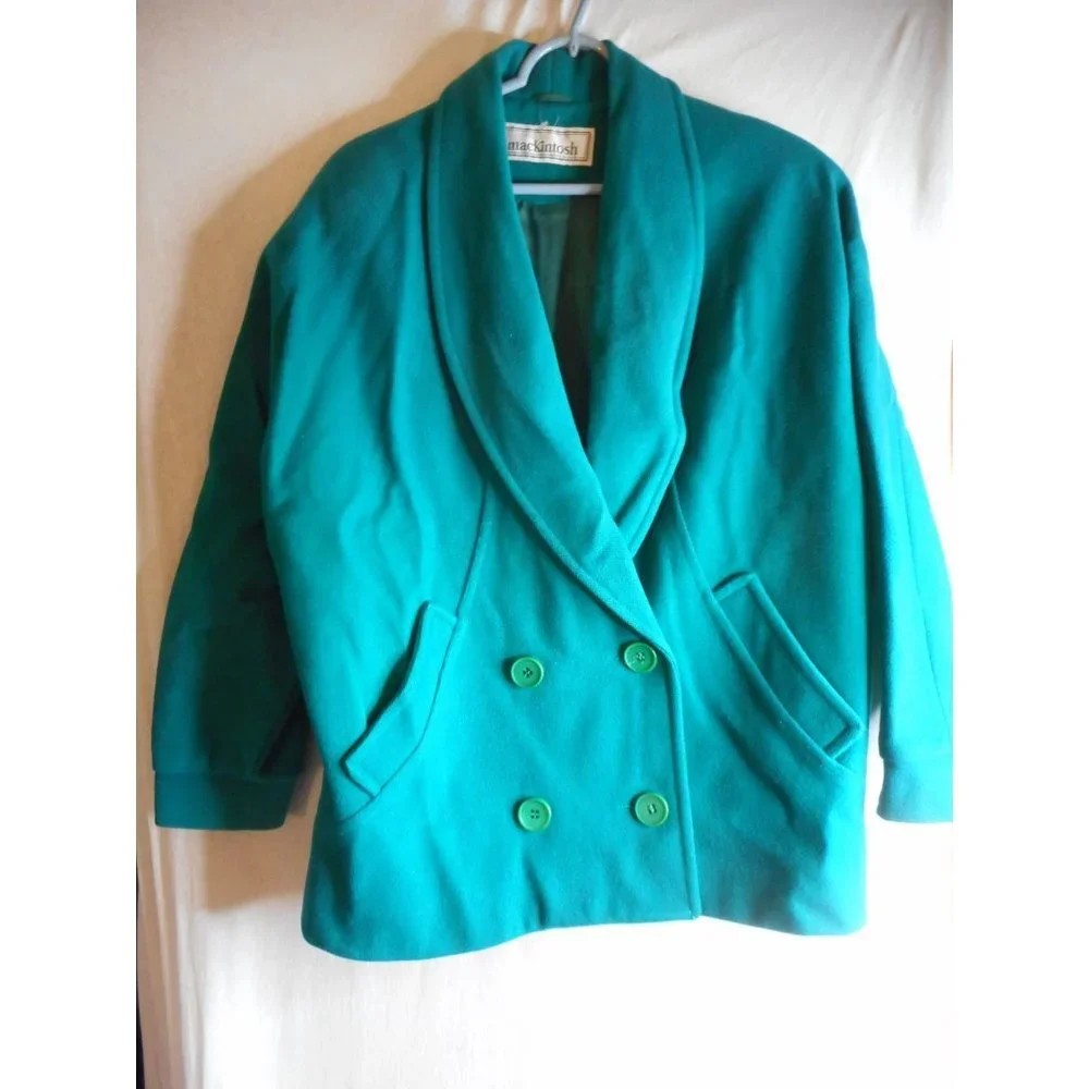 Vintage Authentic Mackintosh Women's Size 8 green 100% wool lined Coat - Picture 1 of 4